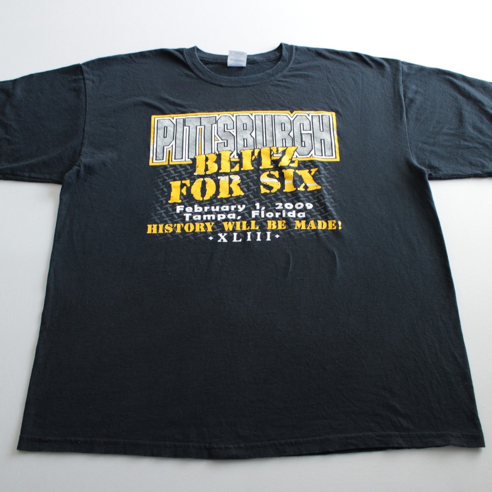 Gildan Pittsburgh Blitz For Six XLIII T-Shirt XL Black 2009 Tampa FL Pro Sports